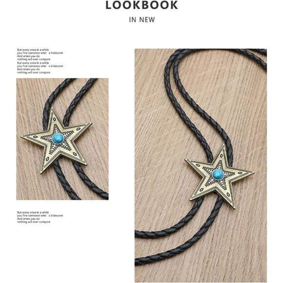 Bolo Tie for Men Women Five_pointed Star Bronze - Picture 2 of 6